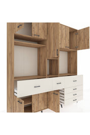 Hyperion Dolap 10 Raflı 6 Çekmeceli 8 Kapaklı 220x44x243 Çam-Çam/Aytaşı