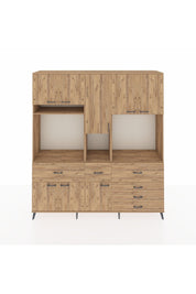 Hyperion Dolap 10 Raflı 6 Çekmeceli 8 Kapaklı 220x44x243 Çam-Çam/Çam