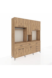 Hyperion Dolap 10 Raflı 6 Çekmeceli 8 Kapaklı 220x44x243 Çam-Çam/Çam