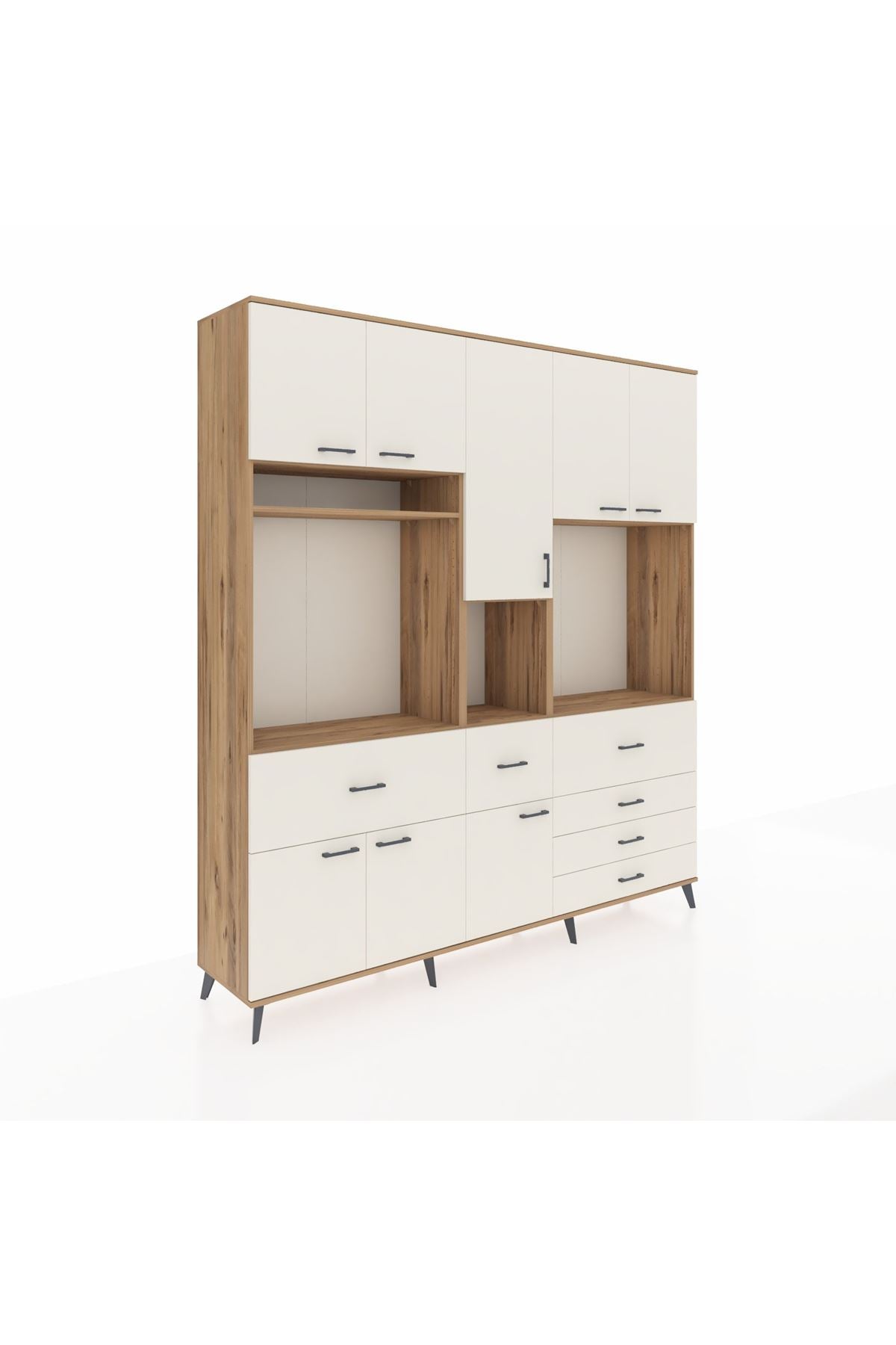 Hyperion Dolap 10 Raflı 6 Çekmeceli 8 Kapaklı 220x44x243 Çam-Aytaşı/Aytaşı