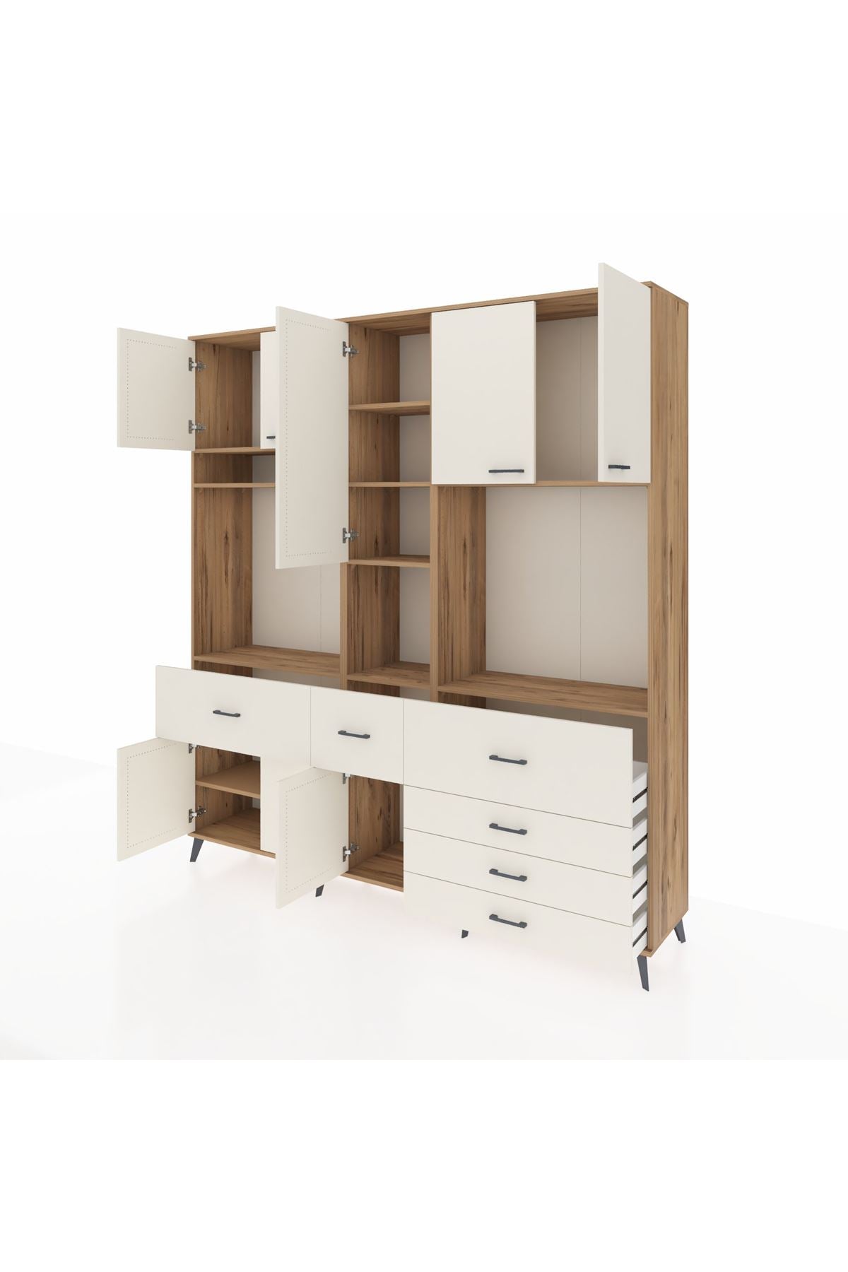 Hyperion Dolap 10 Raflı 6 Çekmeceli 8 Kapaklı 220x44x243 Çam-Aytaşı/Aytaşı