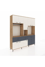 Hyperion Dolap 10 Raflı 6 Çekmeceli 8 Kapaklı 220x44x243 Çam-Aytaşı/Antrasit