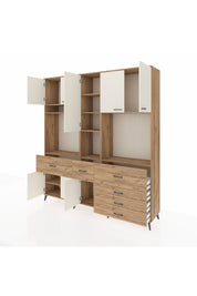 Hyperion Dolap 10 Raflı 6 Çekmeceli 8 Kapaklı 220x44x243 Çam-Aytaşı/Çam