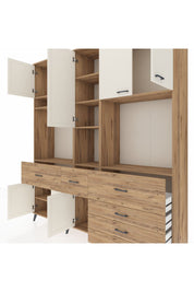 Hyperion Dolap 10 Raflı 6 Çekmeceli 8 Kapaklı 220x44x243 Çam-Aytaşı/Çam