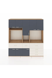 Hyperion Dolap 10 Raflı 6 Çekmeceli 8 Kapaklı 220x44x243 Çam-Antrasit/Aytaşı