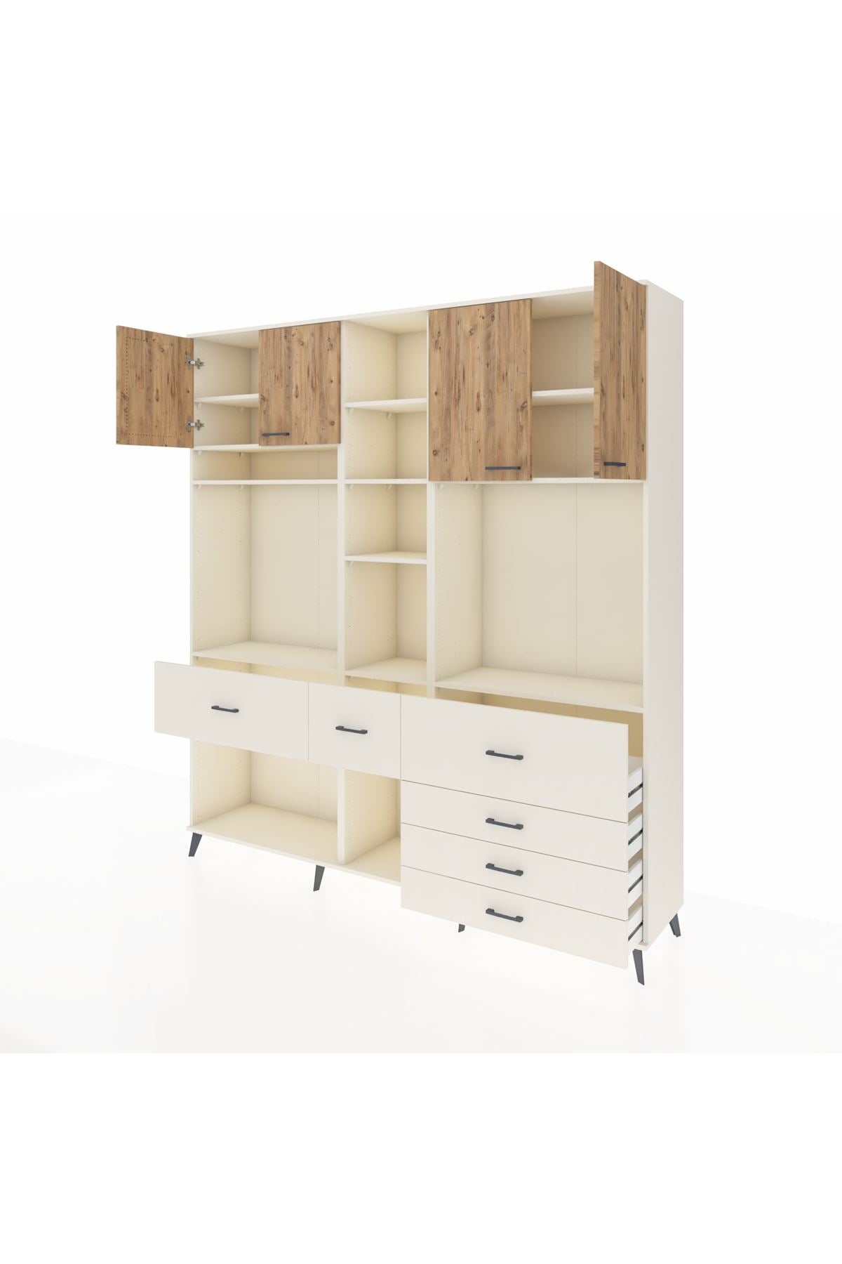 Hyperion Dolap 11 Raflı 6 Çekmeceli 4 Kapaklı 220x44x243 - S553M036V01B