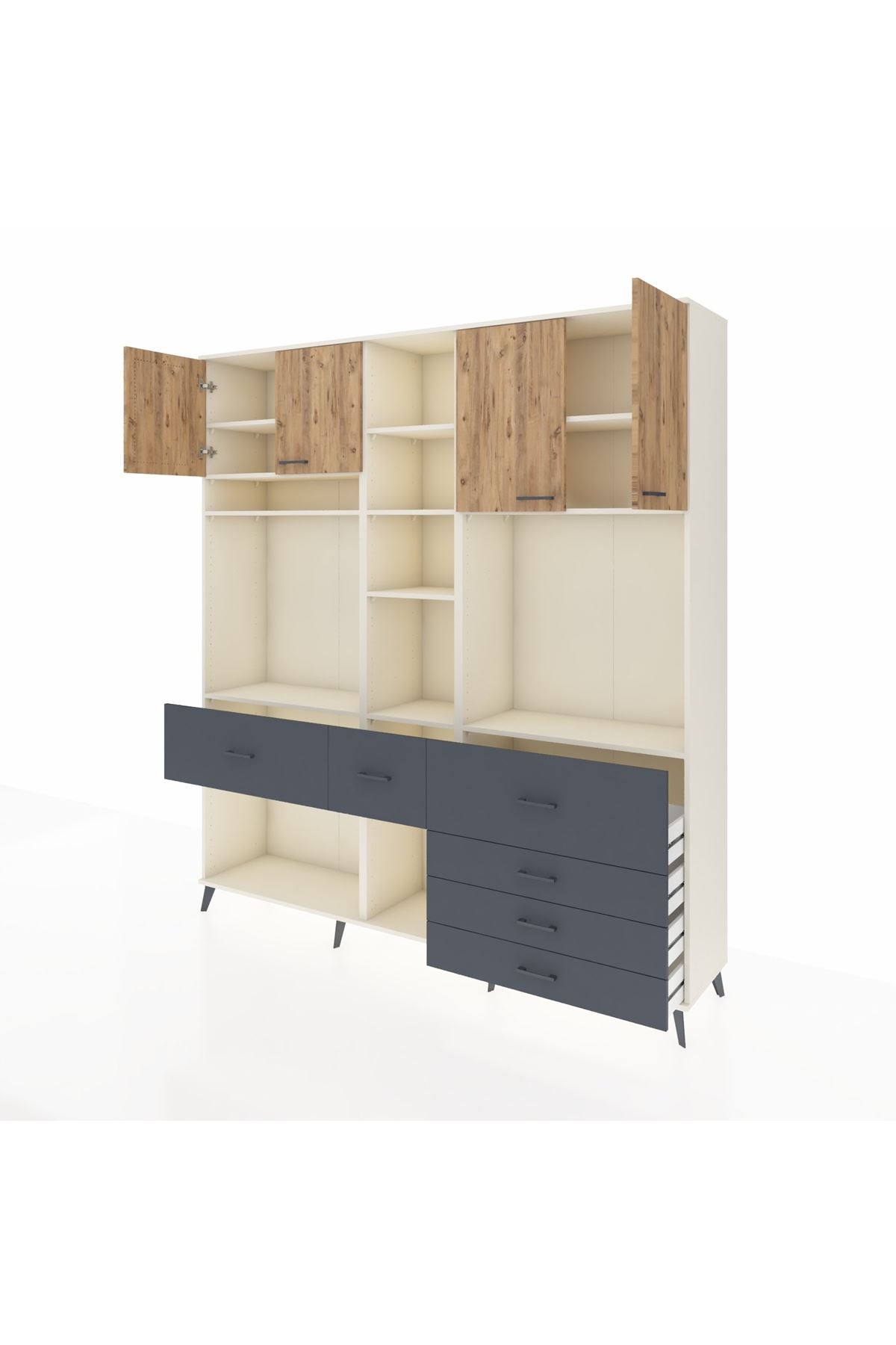 Hyperion Dolap 11 Raflı 6 Çekmeceli 4 Kapaklı 220x44x243 - S553M036V02B