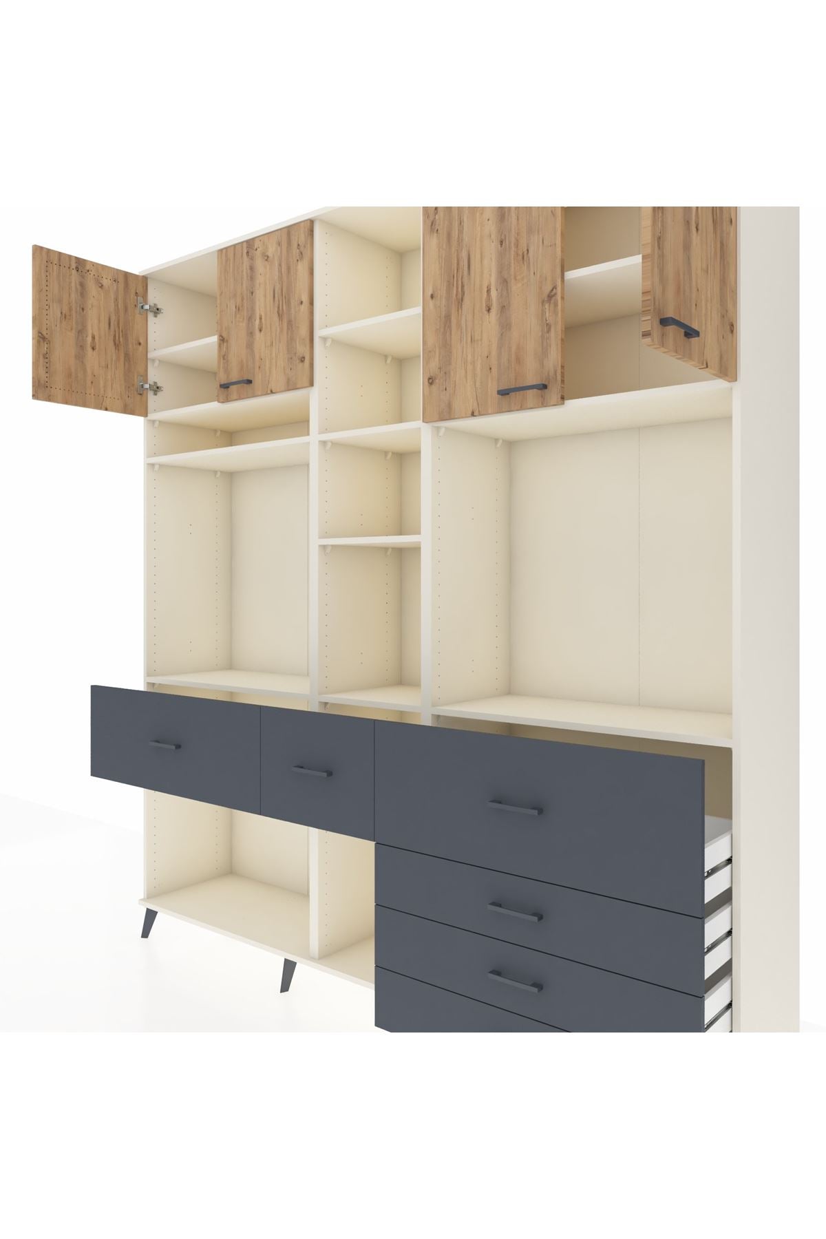 Hyperion Dolap 11 Raflı 6 Çekmeceli 4 Kapaklı 220x44x243 - S553M036V02B