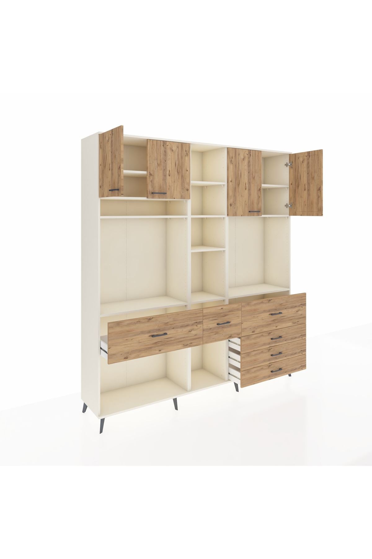 Hyperion Dolap 11 Raflı 6 Çekmeceli 4 Kapaklı 220x44x243 - S553M036V03B