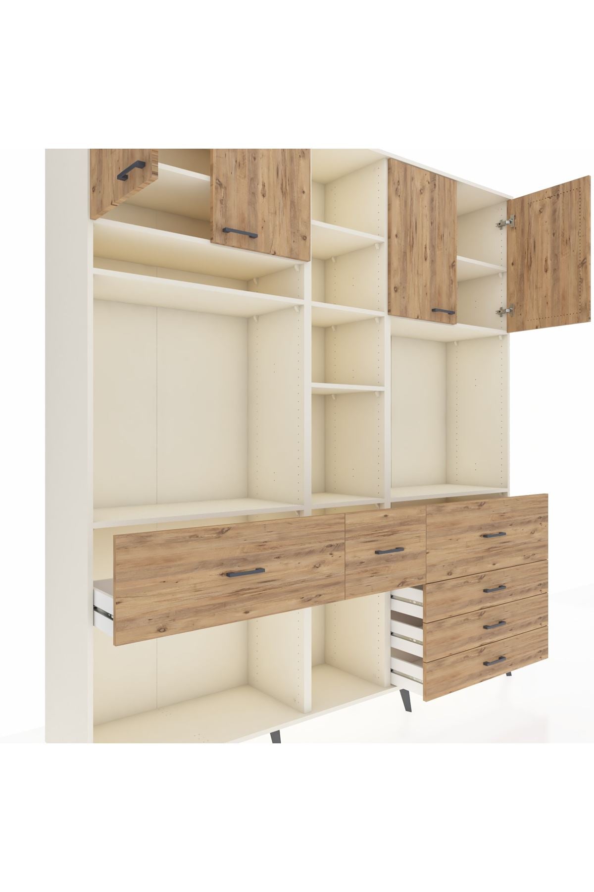 Hyperion Dolap 11 Raflı 6 Çekmeceli 4 Kapaklı 220x44x243 - S553M036V03B