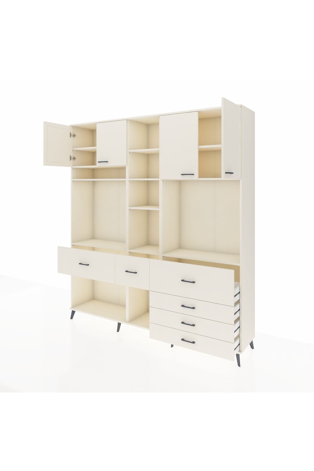 Hyperion Dolap 11 Raflı 6 Çekmeceli 4 Kapaklı 220x44x243 - S553M036V04B