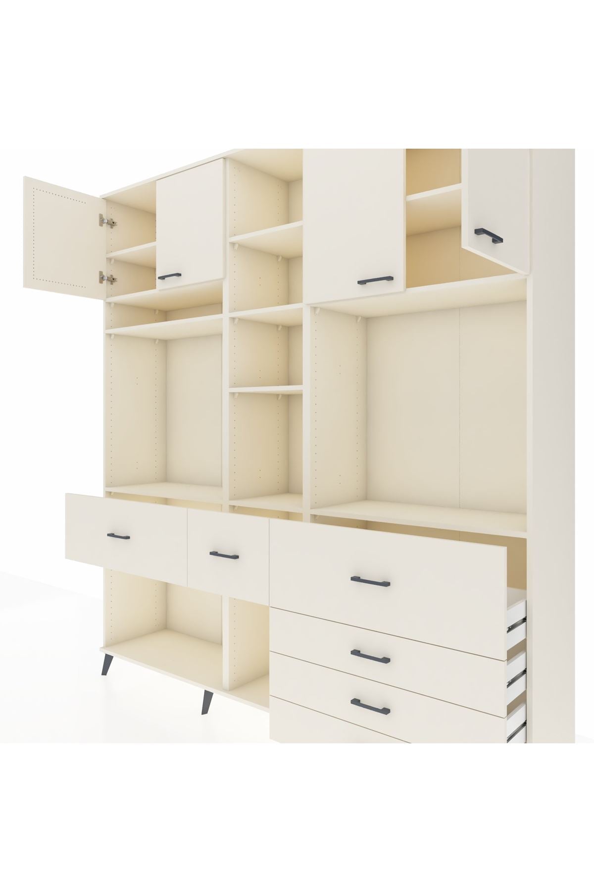 Hyperion Dolap 11 Raflı 6 Çekmeceli 4 Kapaklı 220x44x243 - S553M036V04B