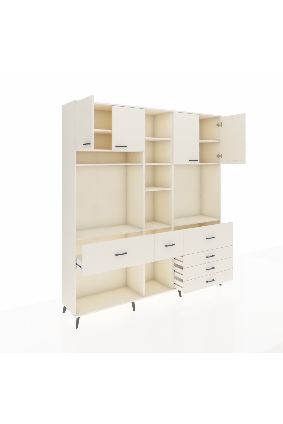 Hyperion Dolap 11 Raflı 6 Çekmeceli 4 Kapaklı 220x44x243 - S553M036V04B