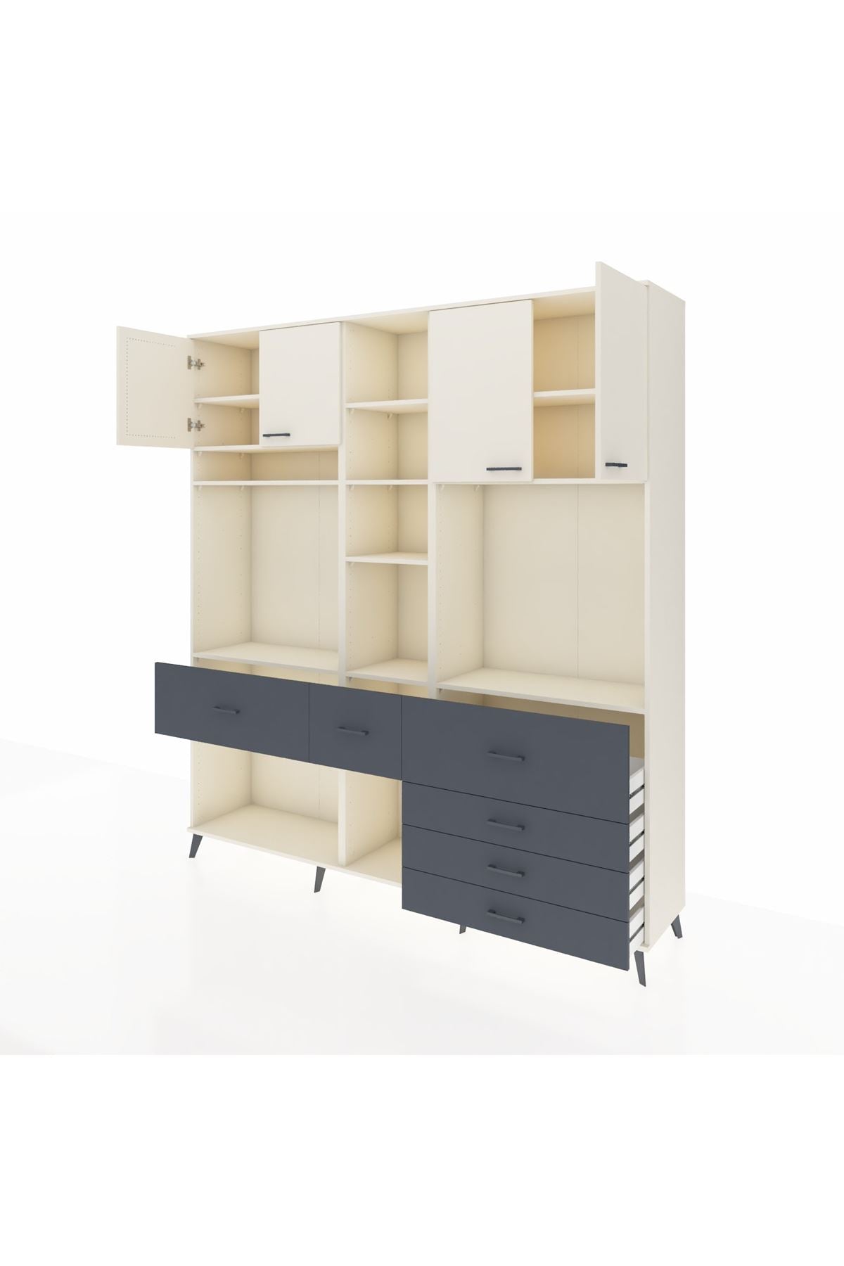 Hyperion Dolap 11 Raflı 6 Çekmeceli 4 Kapaklı 220x44x243 - S553M036V05B