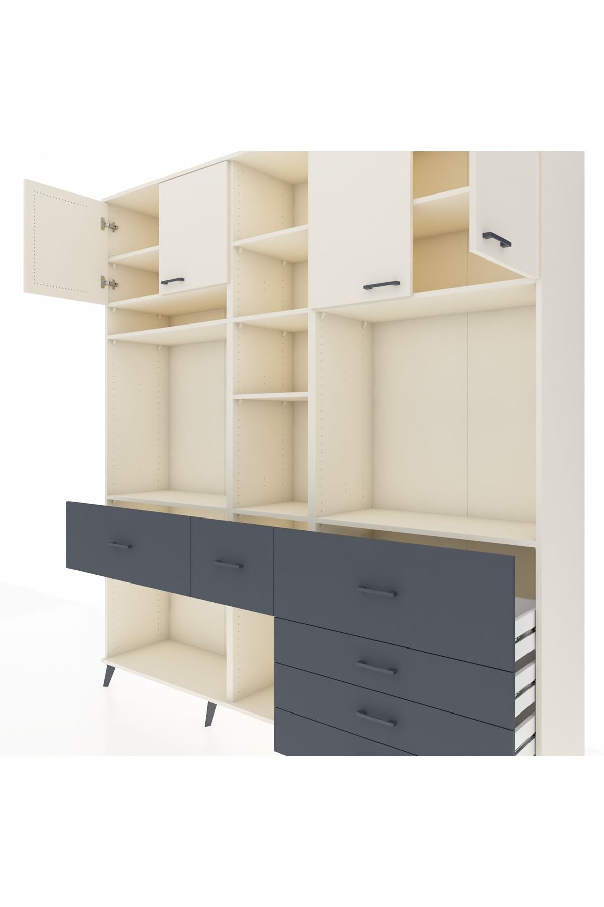 Hyperion Dolap 11 Raflı 6 Çekmeceli 4 Kapaklı 220x44x243 - S553M036V05B