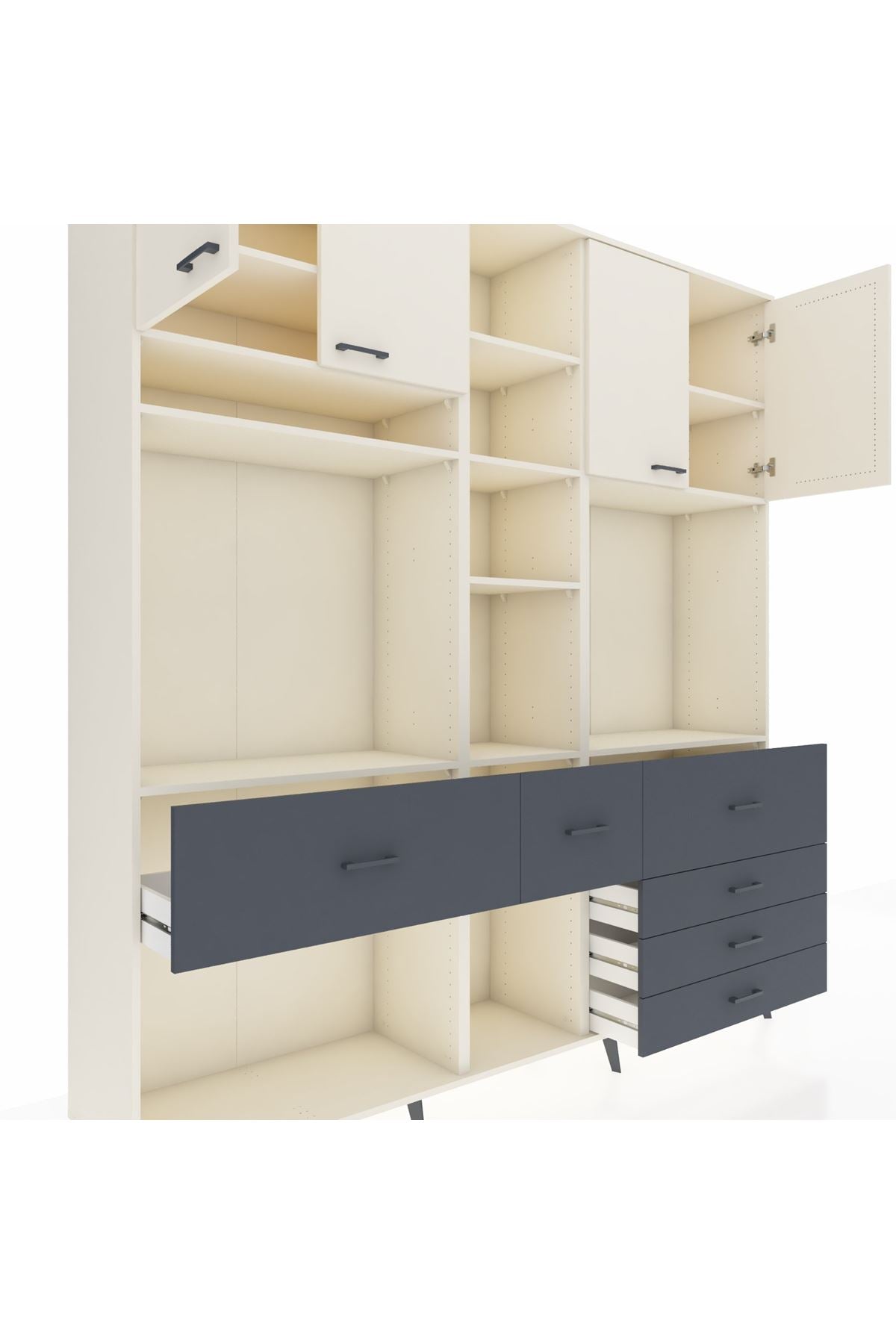 Hyperion Dolap 11 Raflı 6 Çekmeceli 4 Kapaklı 220x44x243 - S553M036V05B