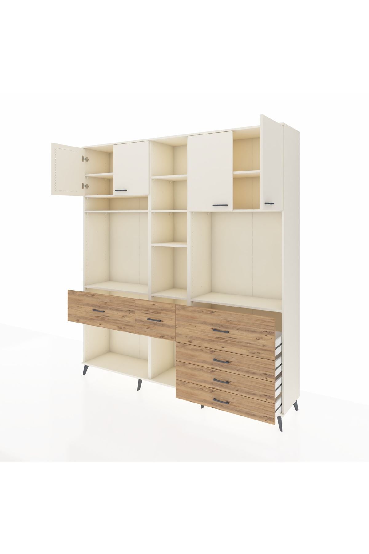 Hyperion Dolap 11 Raflı 6 Çekmeceli 4 Kapaklı 220x44x243 - S553M036V06B