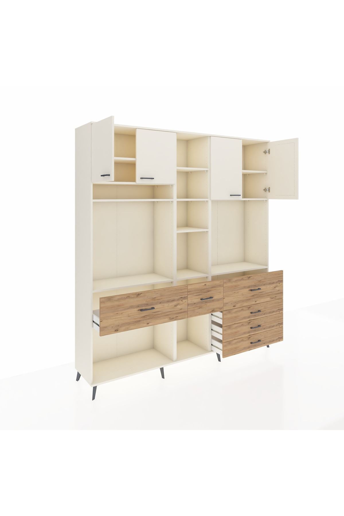 Hyperion Dolap 11 Raflı 6 Çekmeceli 4 Kapaklı 220x44x243 - S553M036V06B