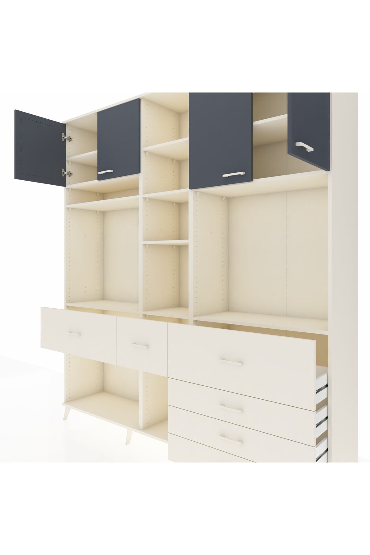 Hyperion Dolap 11 Raflı 6 Çekmeceli 4 Kapaklı 220x44x243 - S553M036V07B