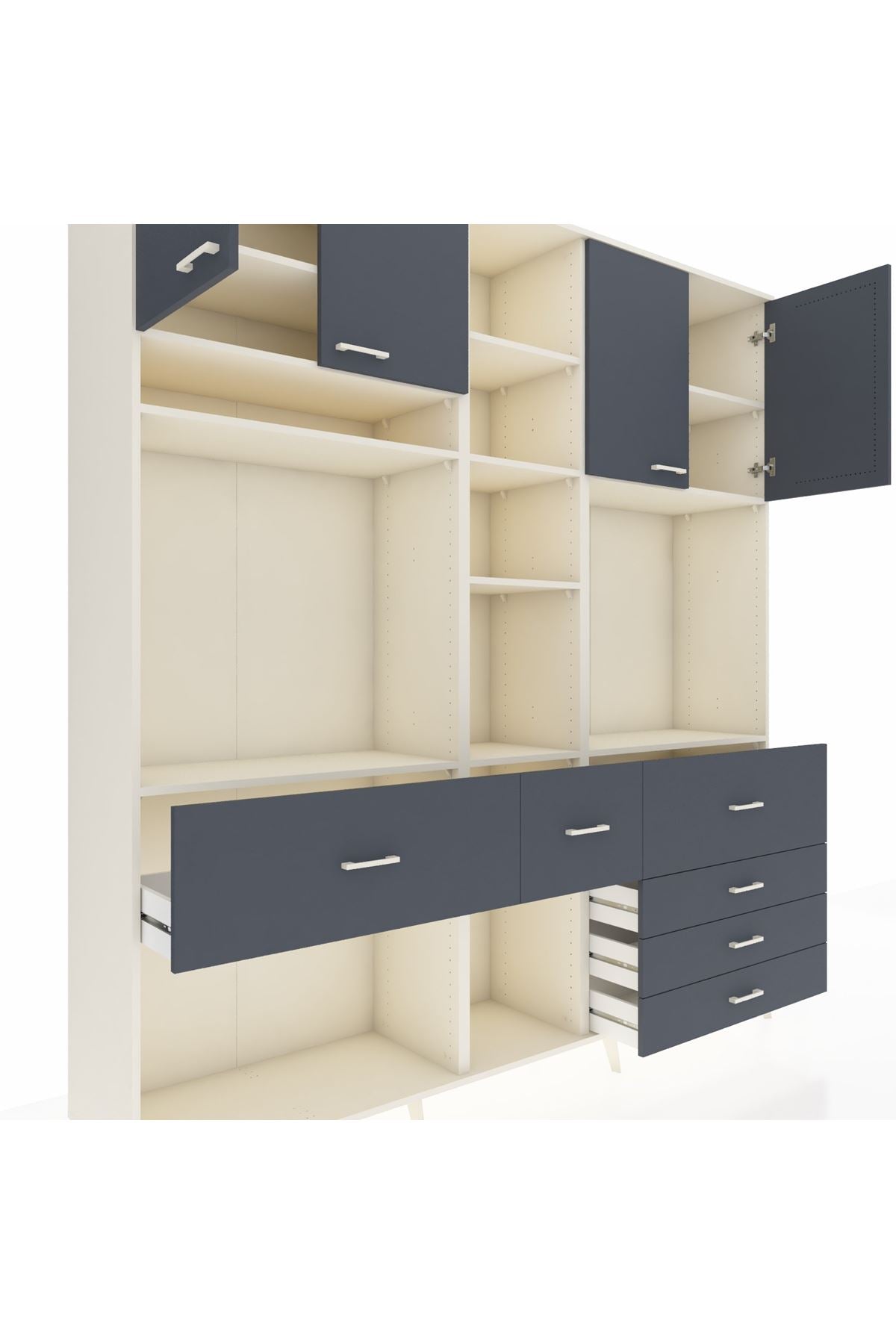 Hyperion Dolap 11 Raflı 6 Çekmeceli 4 Kapaklı 220x44x243 - S553M036V08B