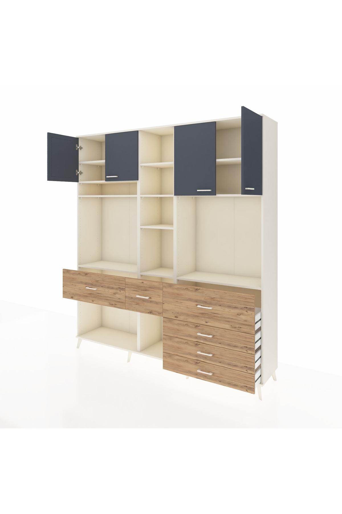 Hyperion Dolap 11 Raflı 6 Çekmeceli 4 Kapaklı 220x44x243 - S553M036V09B