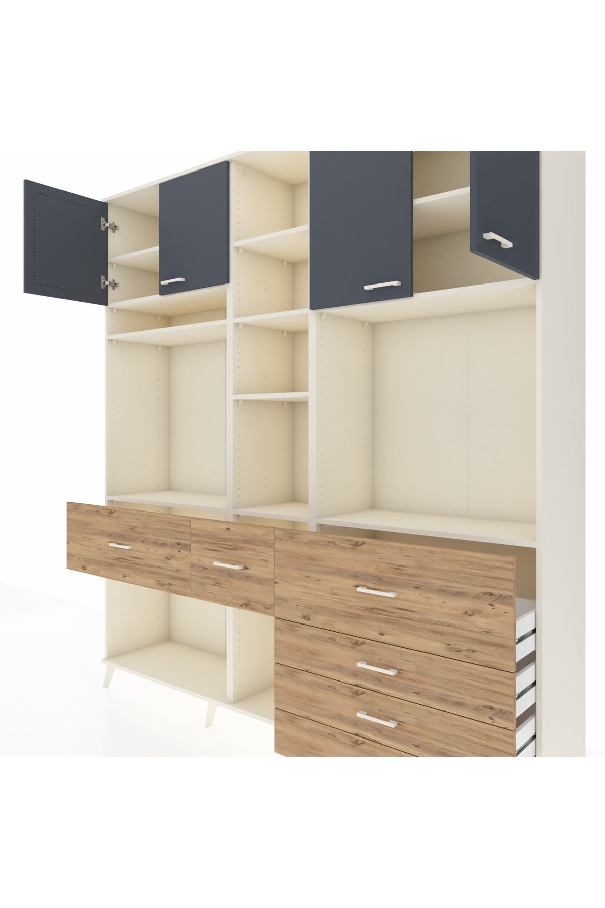 Hyperion Dolap 11 Raflı 6 Çekmeceli 4 Kapaklı 220x44x243 - S553M036V09B