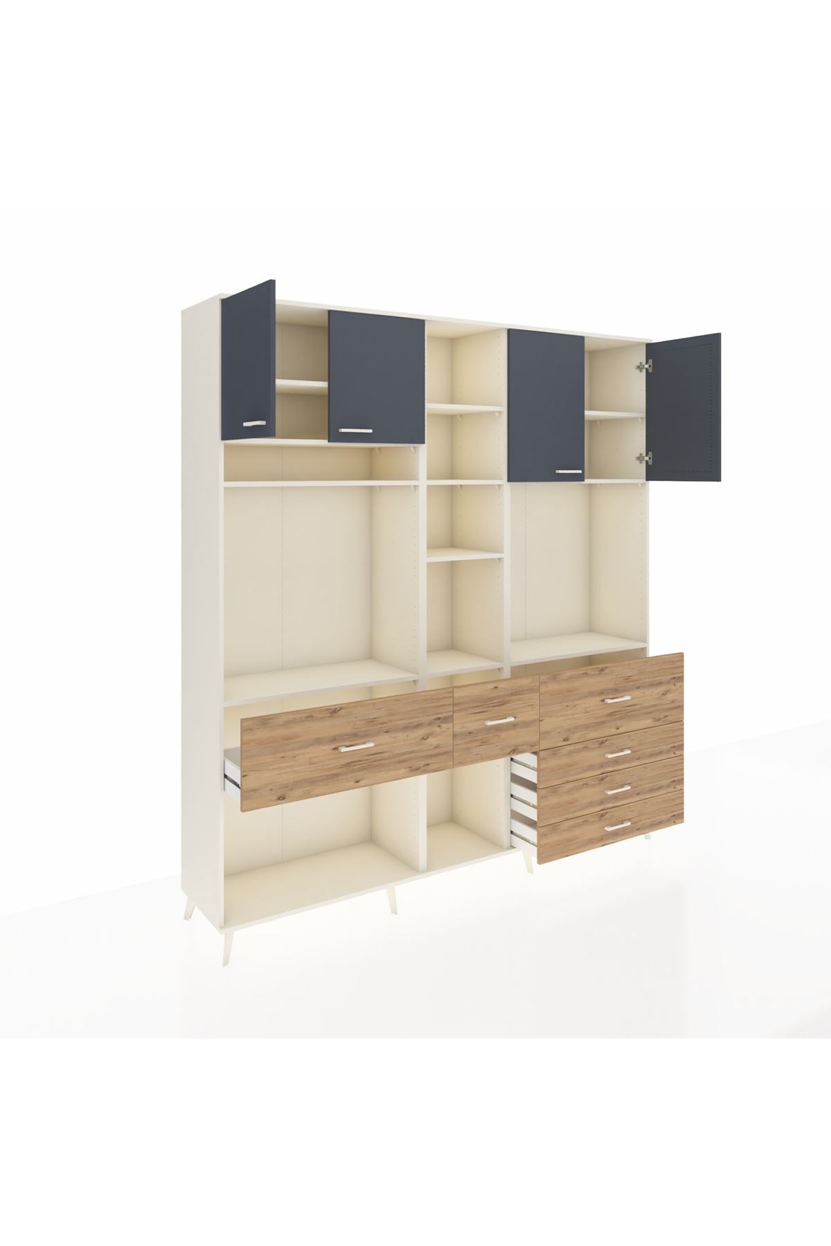 Hyperion Dolap 11 Raflı 6 Çekmeceli 4 Kapaklı 220x44x243 - S553M036V09B