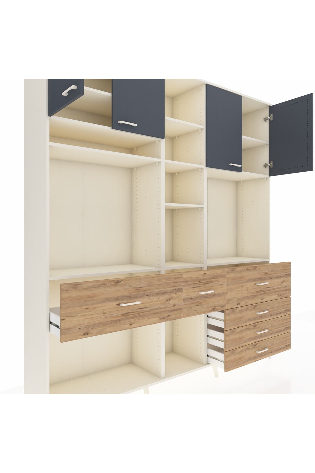 Hyperion Dolap 11 Raflı 6 Çekmeceli 4 Kapaklı 220x44x243 - S553M036V09B