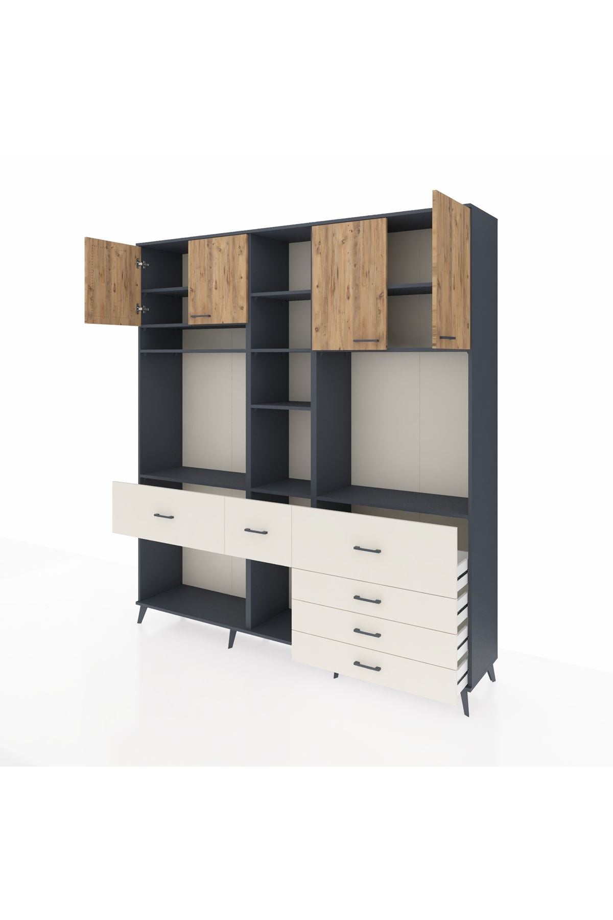 Hyperion Dolap 11 Raflı 6 Çekmeceli 4 Kapaklı 220x44x243 - S553M036V10B