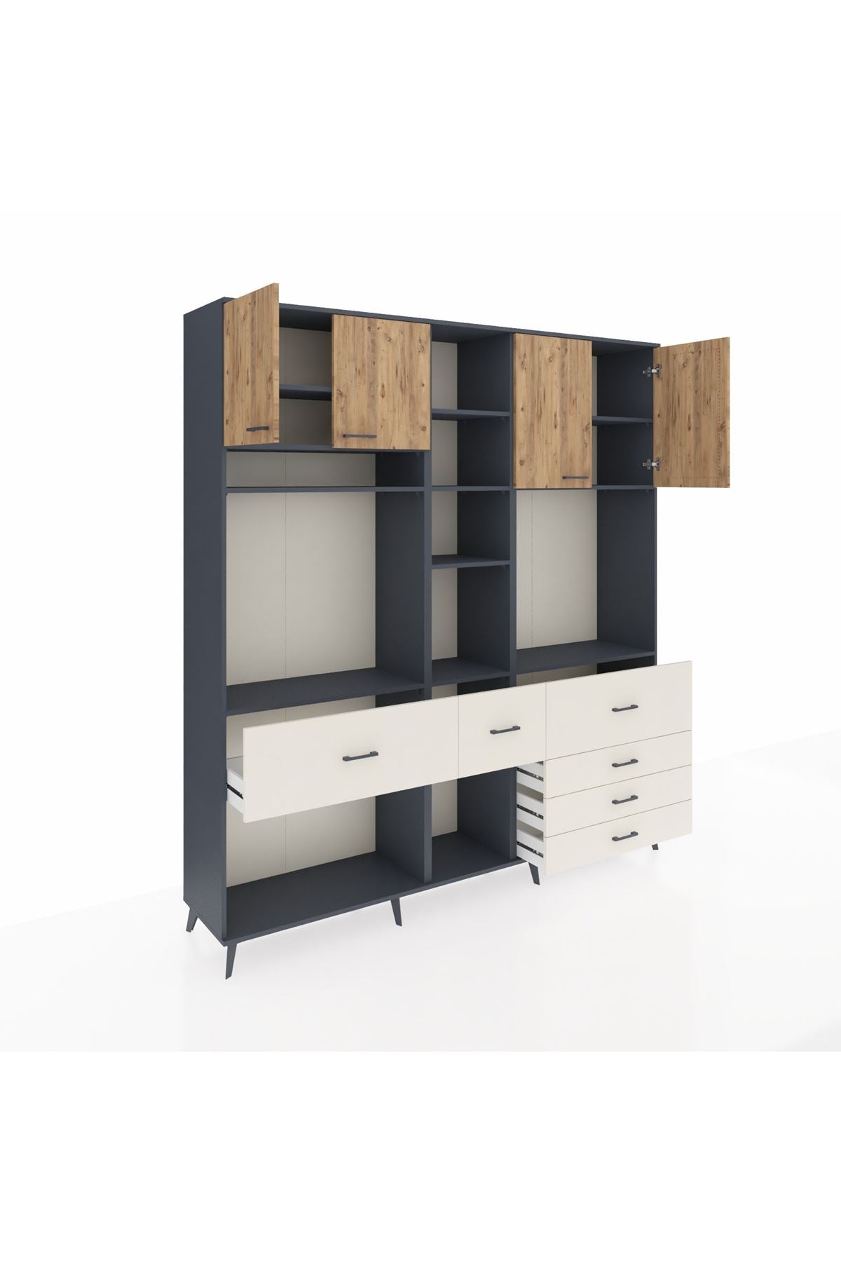 Hyperion Dolap 11 Raflı 6 Çekmeceli 4 Kapaklı 220x44x243 - S553M036V10B