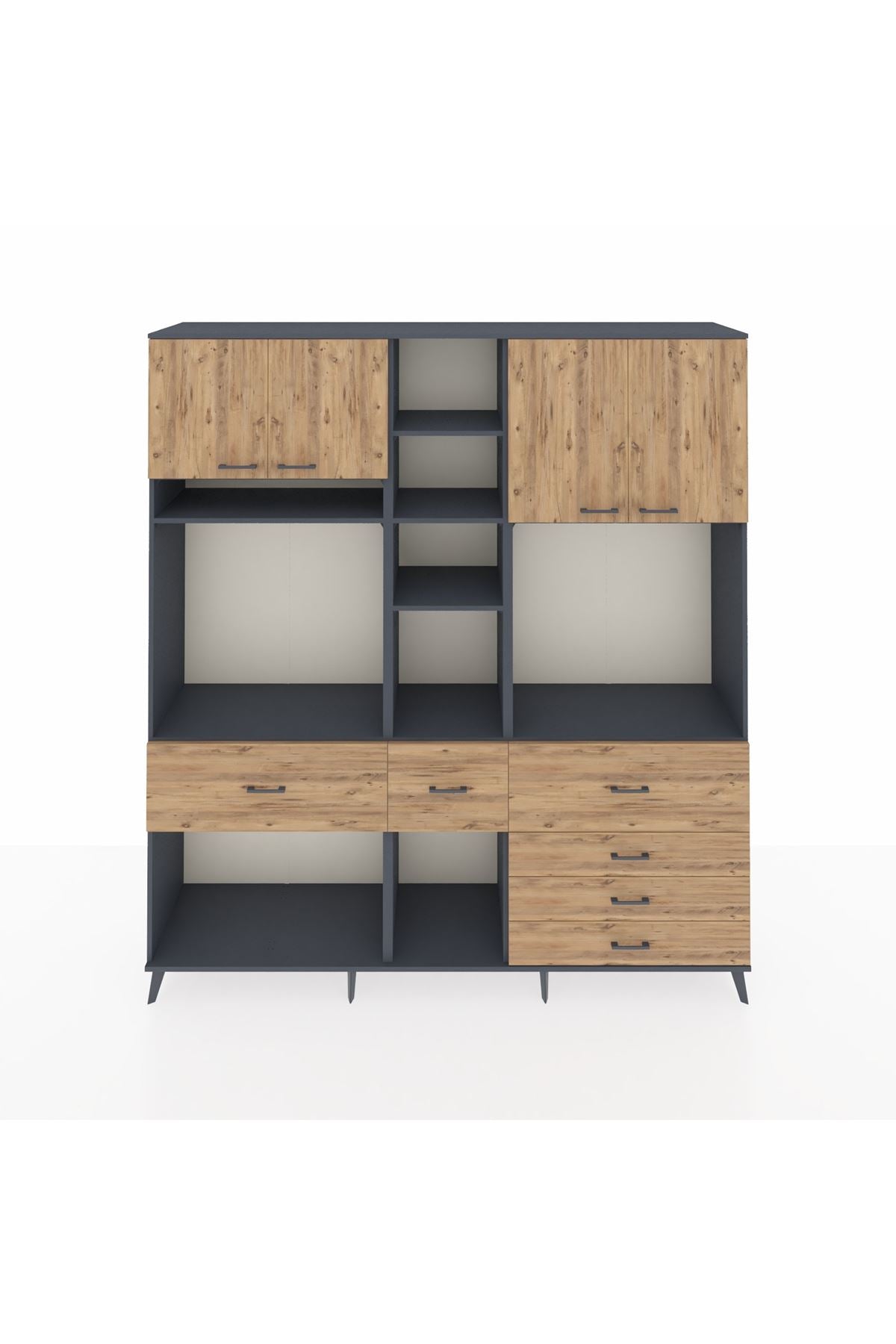 Hyperion Dolap 11 Raflı 6 Çekmeceli 4 Kapaklı 220x44x243 - S553M036V12B