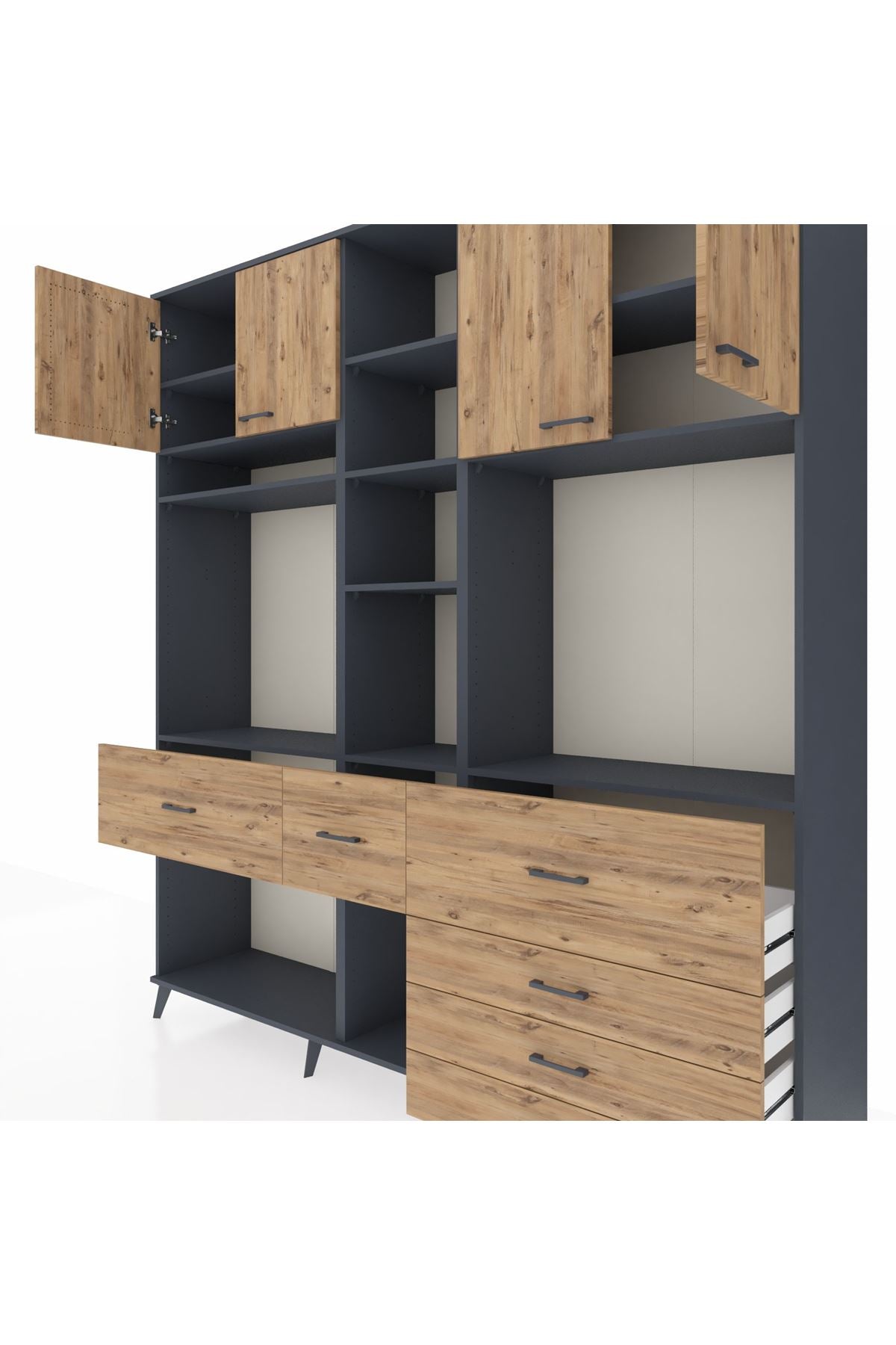 Hyperion Dolap 11 Raflı 6 Çekmeceli 4 Kapaklı 220x44x243 - S553M036V12B