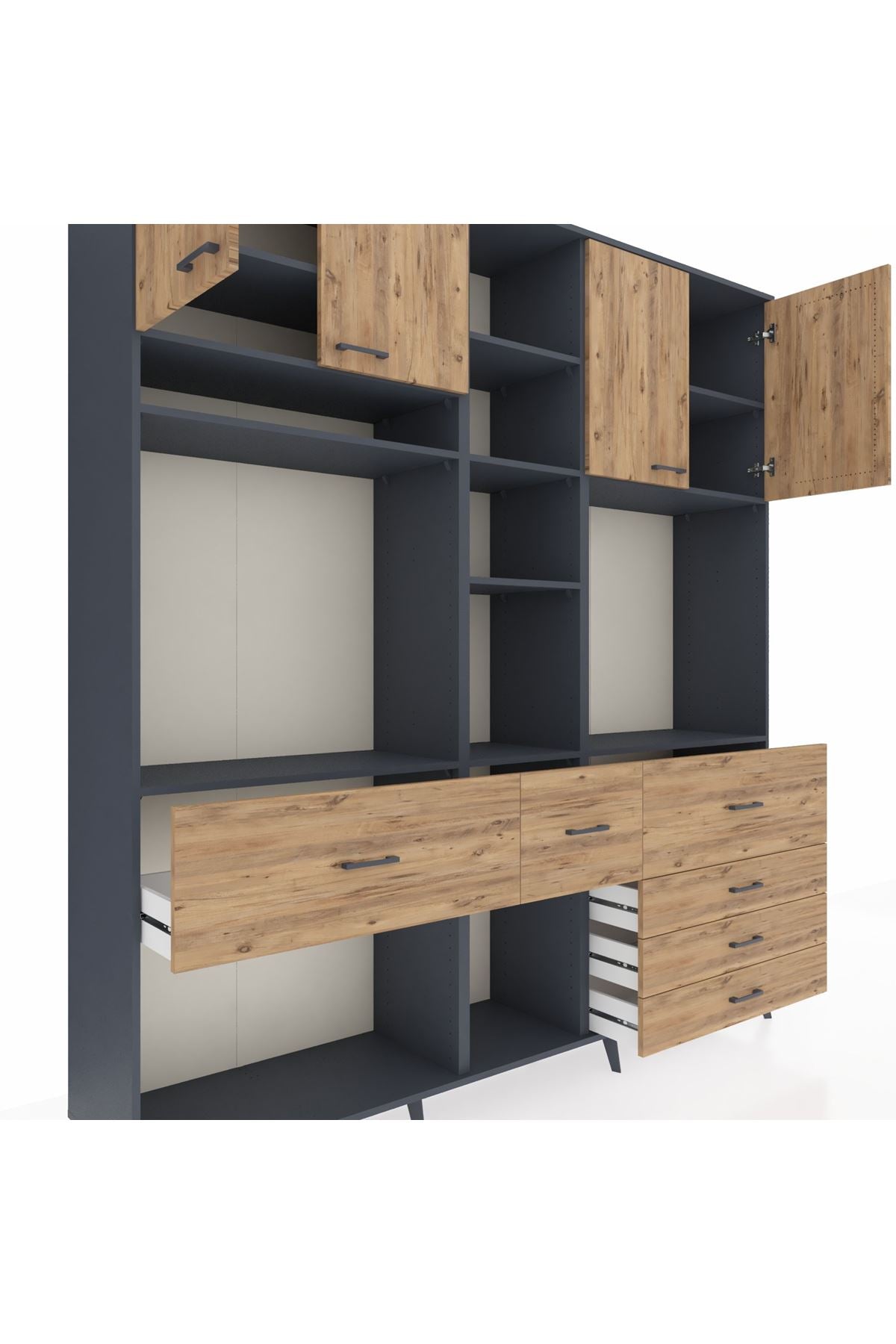 Hyperion Dolap 11 Raflı 6 Çekmeceli 4 Kapaklı 220x44x243 - S553M036V12B