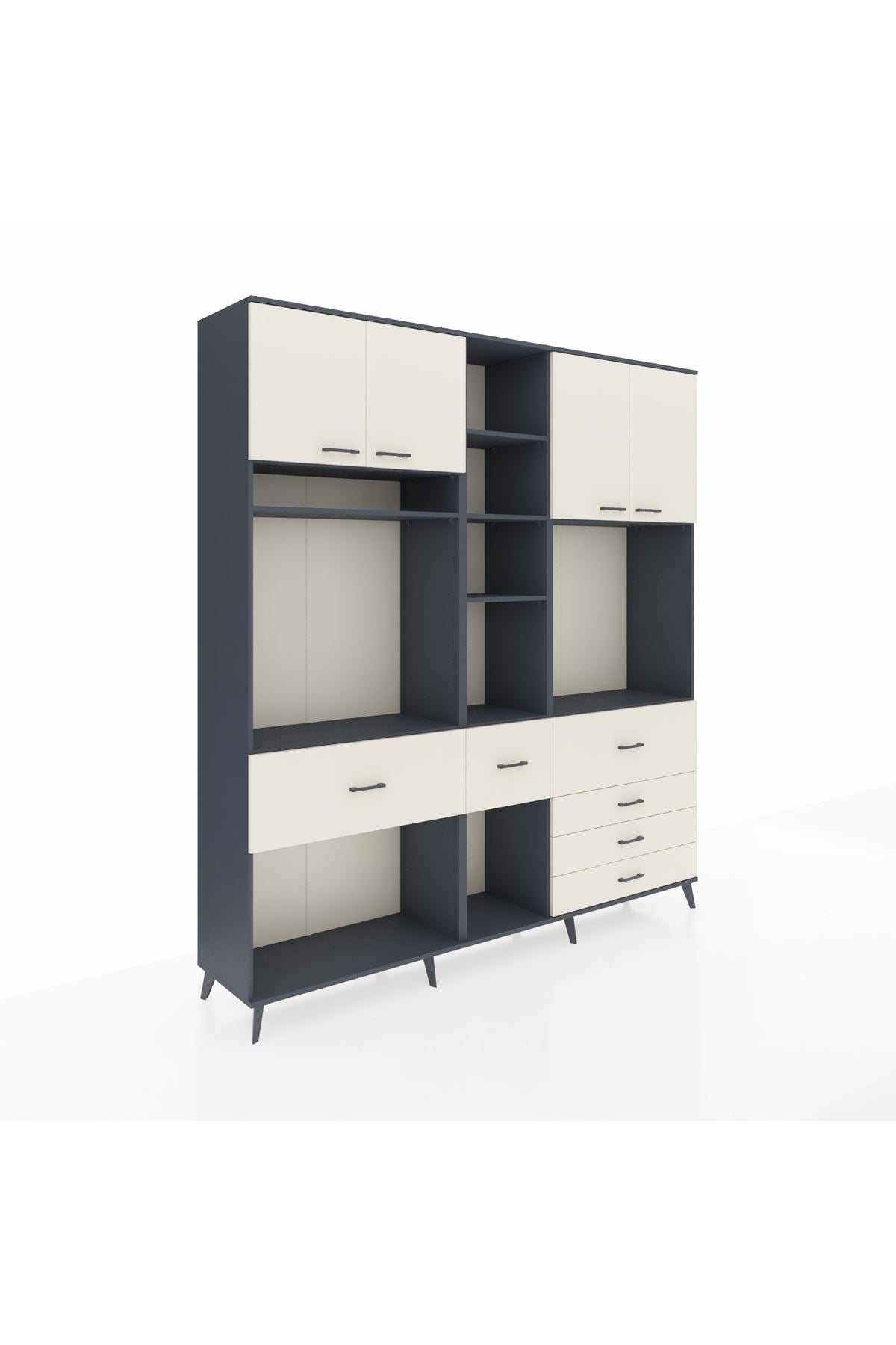 Hyperion Dolap 11 Raflı 6 Çekmeceli 4 Kapaklı 220x44x243 - S553M036V13B