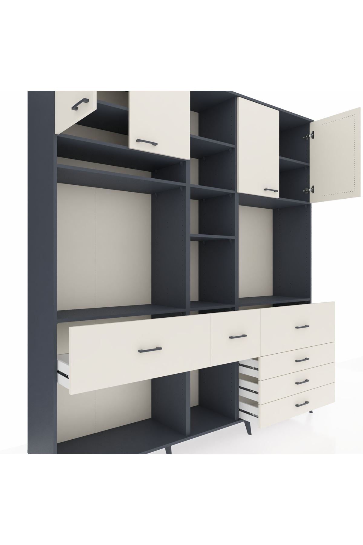 Hyperion Dolap 11 Raflı 6 Çekmeceli 4 Kapaklı 220x44x243 - S553M036V13B