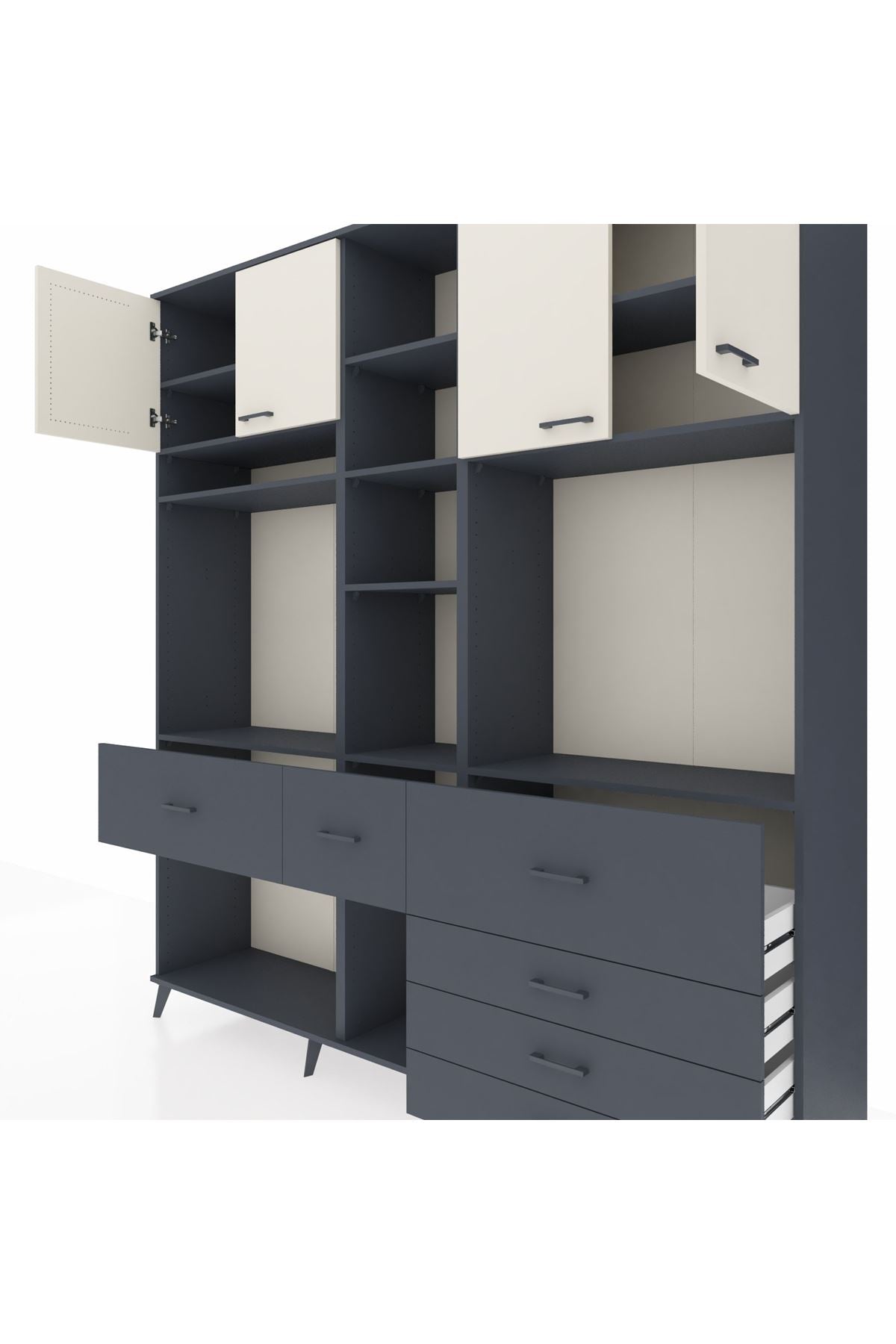 Hyperion Dolap 11 Raflı 6 Çekmeceli 4 Kapaklı 220x44x243 - S553M036V14B