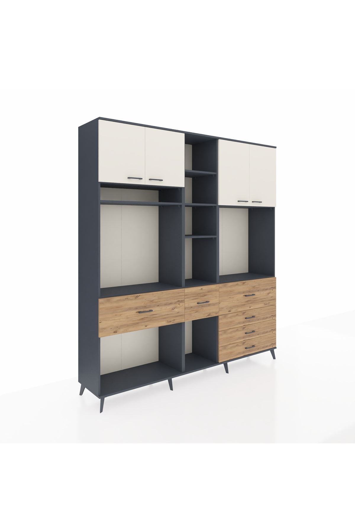 Hyperion Dolap 11 Raflı 6 Çekmeceli 4 Kapaklı 220x44x243 - S553M036V15B