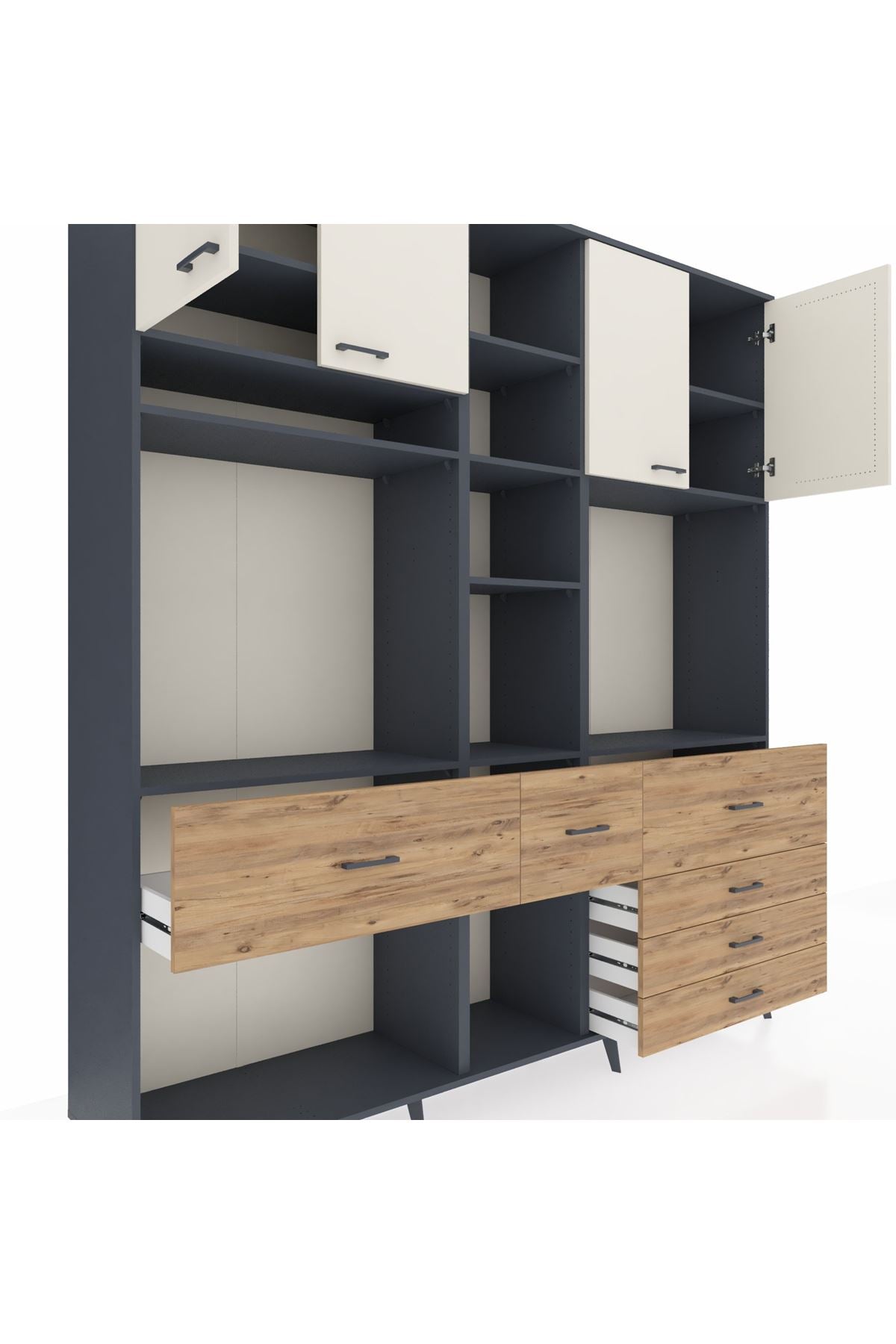 Hyperion Dolap 11 Raflı 6 Çekmeceli 4 Kapaklı 220x44x243 - S553M036V15B