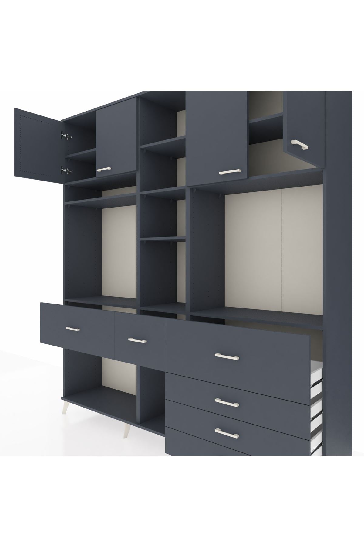 Hyperion Dolap 11 Raflı 6 Çekmeceli 4 Kapaklı 220x44x243 - S553M036V17B