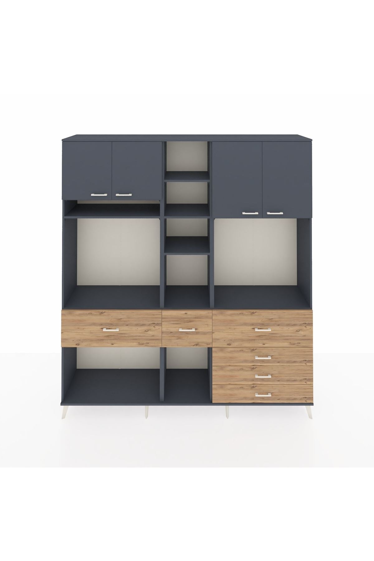 Hyperion Dolap 11 Raflı 6 Çekmeceli 4 Kapaklı 220x44x243 - S553M036V18B