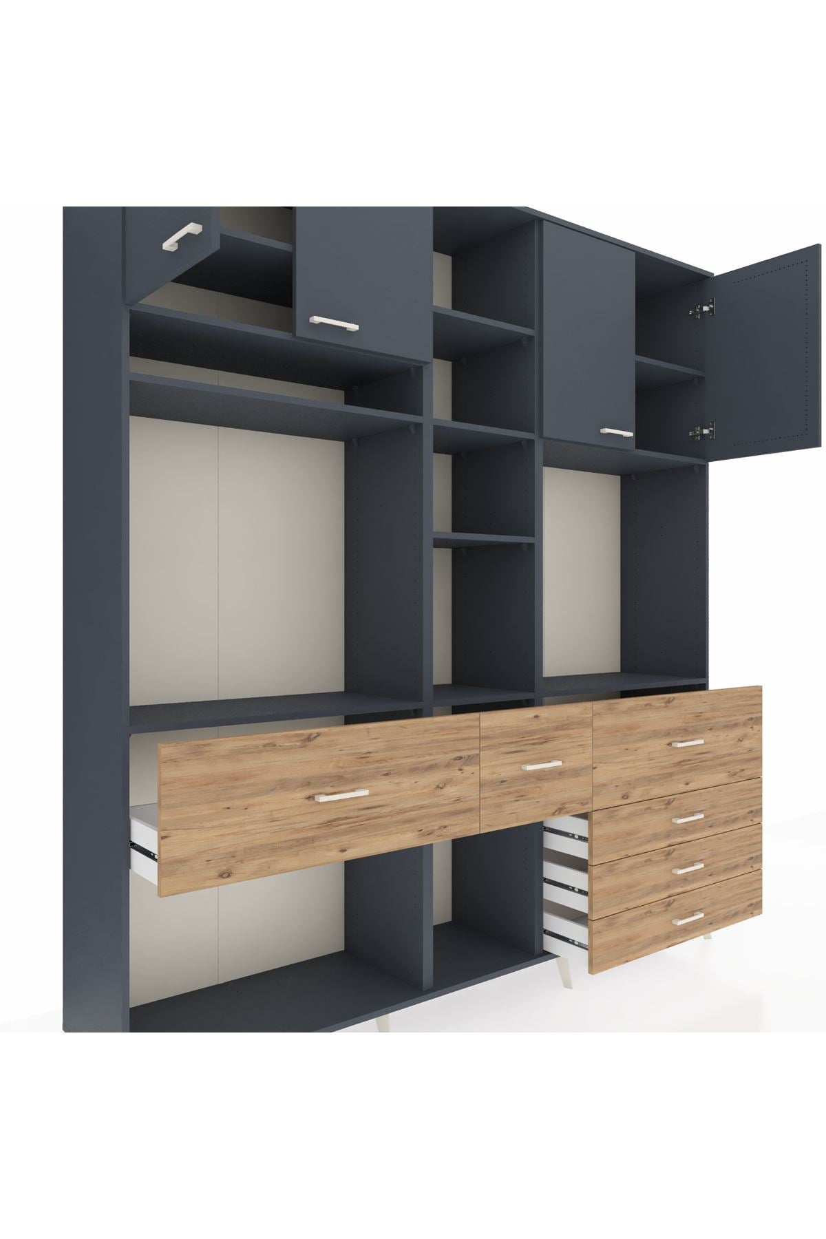 Hyperion Dolap 11 Raflı 6 Çekmeceli 4 Kapaklı 220x44x243 - S553M036V18B