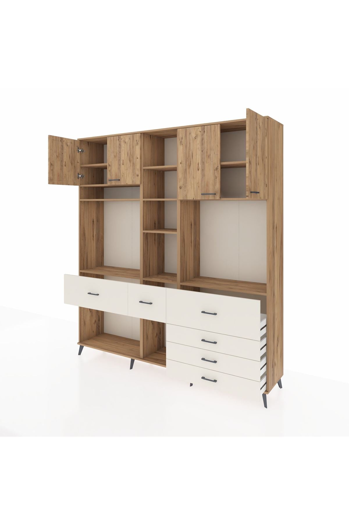 Hyperion Dolap 11 Raflı 6 Çekmeceli 4 Kapaklı 220x44x243 - S553M036V19B