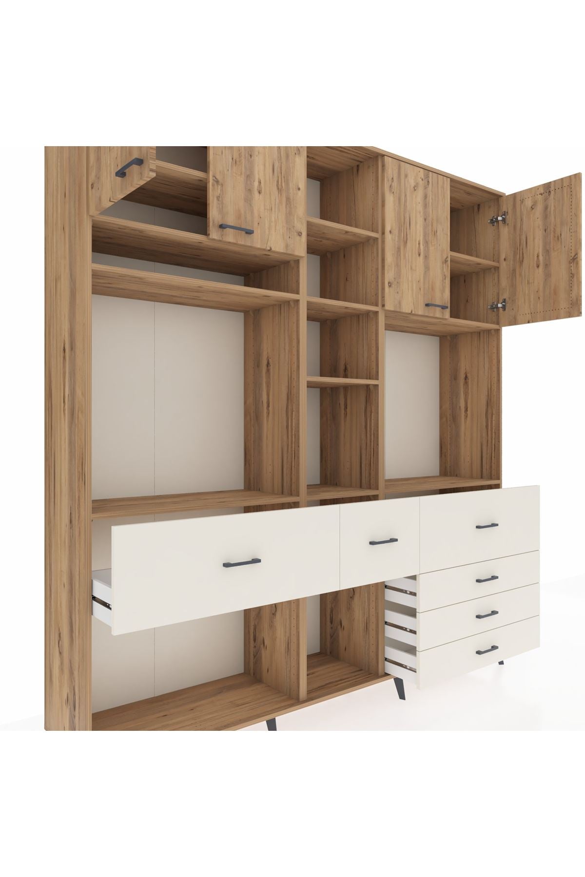 Hyperion Dolap 11 Raflı 6 Çekmeceli 4 Kapaklı 220x44x243 - S553M036V19B