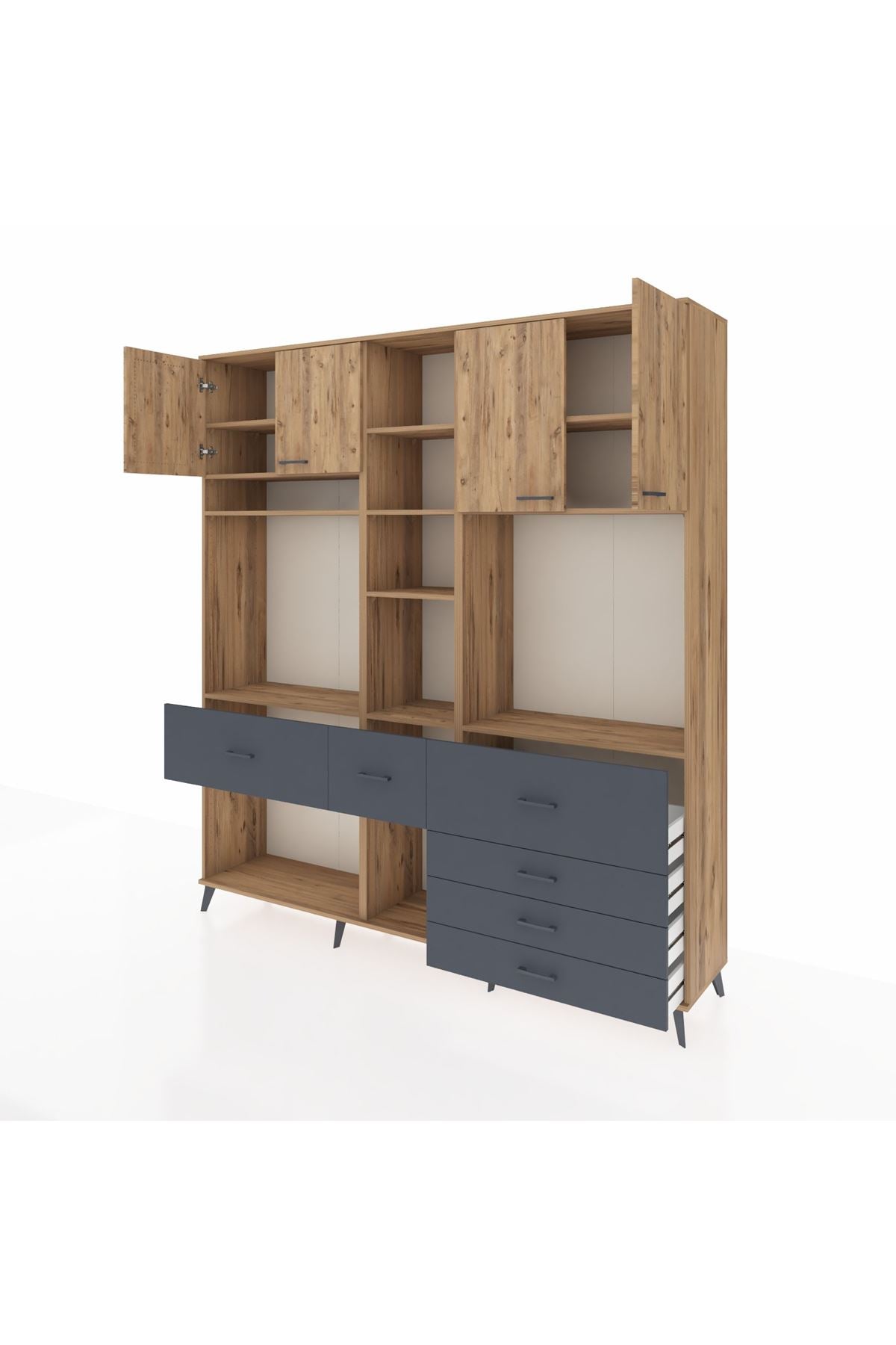 Hyperion Dolap 11 Raflı 6 Çekmeceli 4 Kapaklı 220x44x243 - S553M036V20B