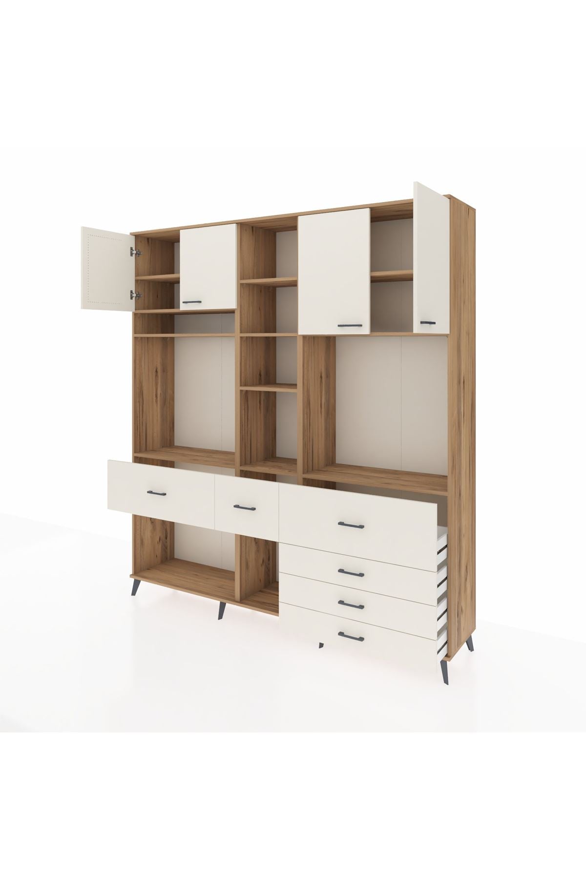 Hyperion Dolap 11 Raflı 6 Çekmeceli 4 Kapaklı 220x44x243 - S553M036V22B