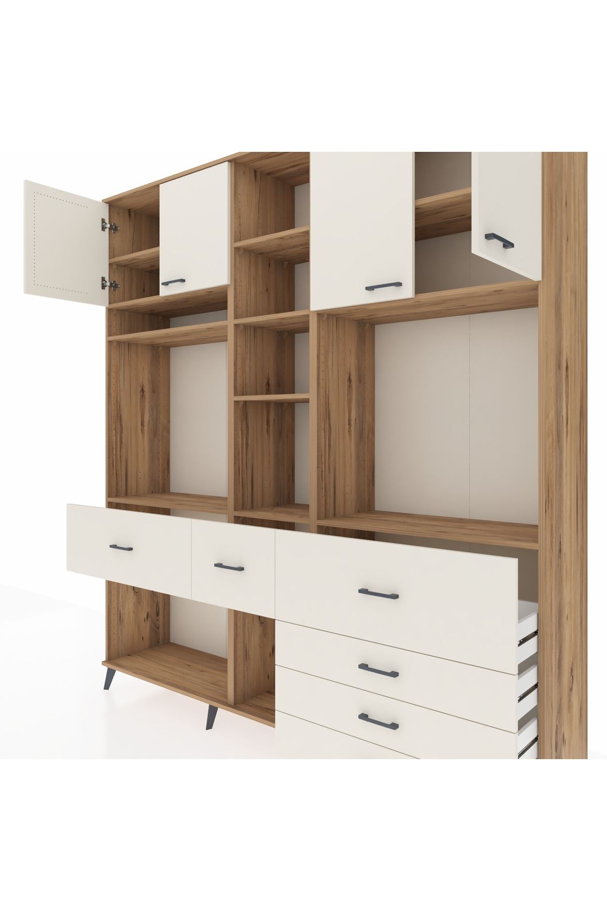 Hyperion Dolap 11 Raflı 6 Çekmeceli 4 Kapaklı 220x44x243 - S553M036V22B