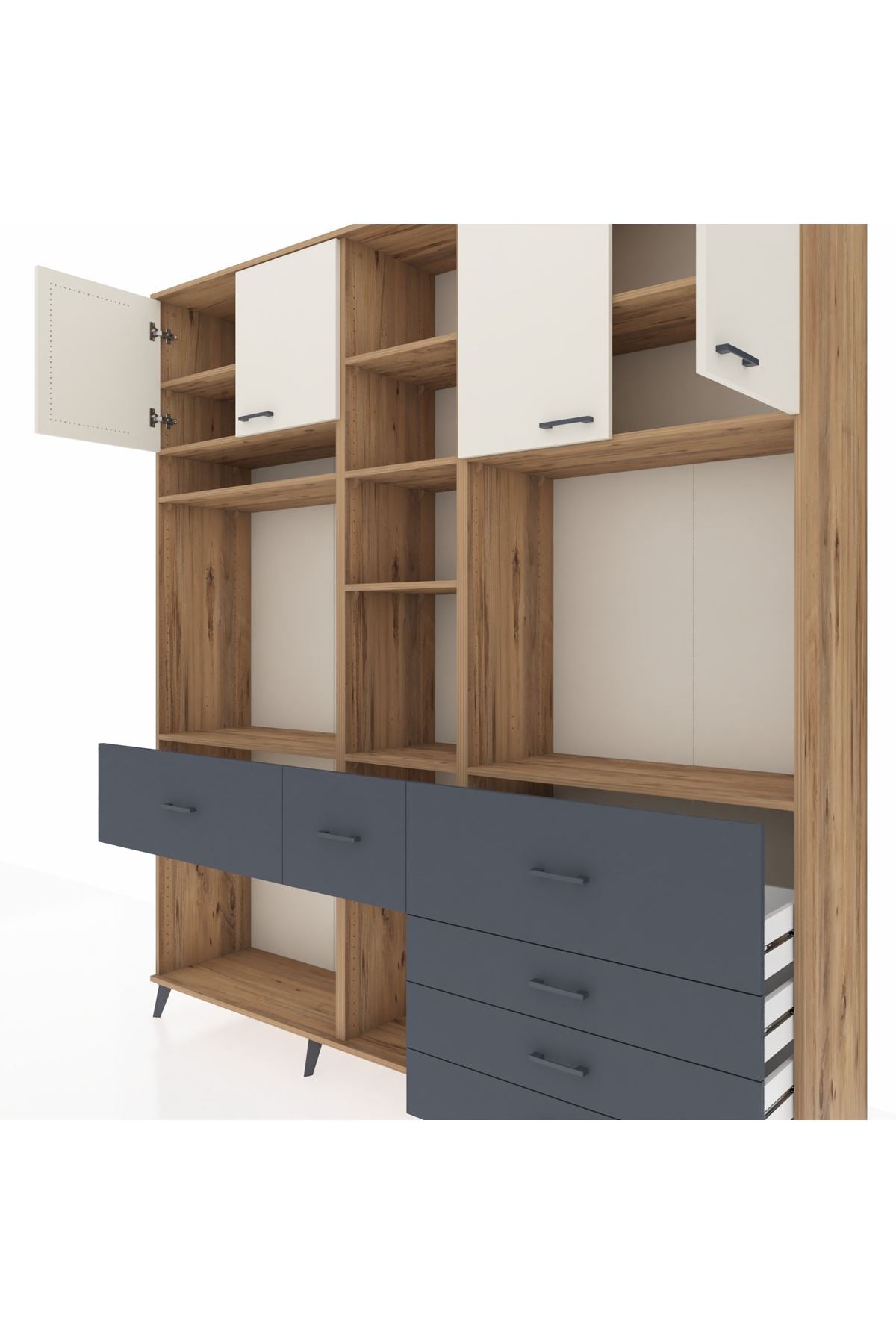 Hyperion Dolap 11 Raflı 6 Çekmeceli 4 Kapaklı 220x44x243 - S553M036V23B