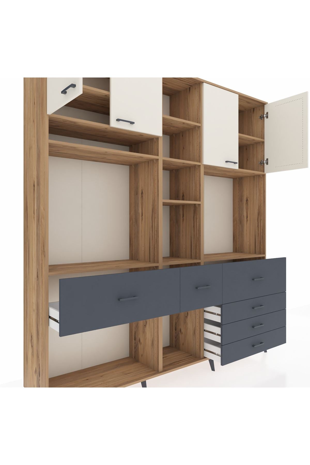 Hyperion Dolap 11 Raflı 6 Çekmeceli 4 Kapaklı 220x44x243 - S553M036V23B