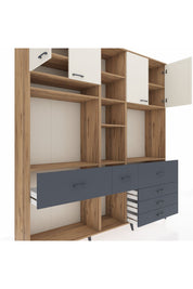 Hyperion Dolap 11 Raflı 6 Çekmeceli 4 Kapaklı 220x44x243 - S553M036V23B