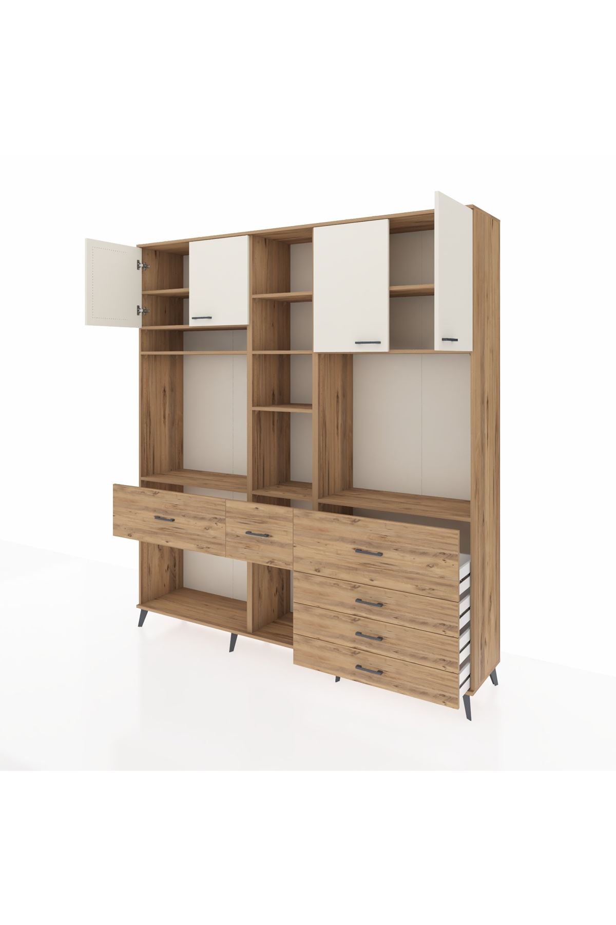 Hyperion Dolap 11 Raflı 6 Çekmeceli 4 Kapaklı 220x44x243 - S553M036V24B